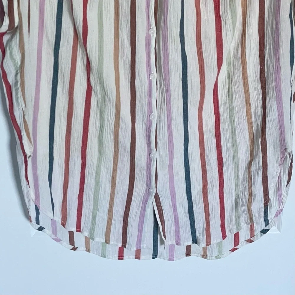 Madewell Gauze Central Button Down Tunic Shirt in Rainbow Stripe 35927 - Picture 13 of 15